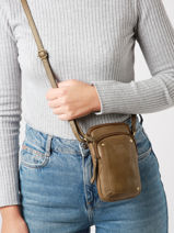Telefoonetui /cross Body Leder Basilic pepper Groen boston BBOS04-vue-porte