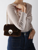 Cross Body Tas Moon Fluweel Vanessa bruno Bruin moon 42V40533-vue-porte