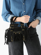 Cross Body Tas Velvet Leder Milano Zwart velvet VE24093-vue-porte