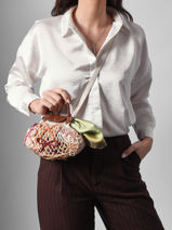 Longchamp Le pliage filet raphia Clutch Beige-vue-porte