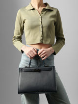 Sac Port� Main Caviar Leder Milano Blauw caviar CA25116-vue-porte