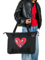 Schoudertas 1 Compartiment Met 14" Laptopvak Eastpak Zwart eastpak x keithharing A5BLSKEI-vue-porte