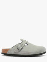 Slippers Boston Uit Leder Birkenstock Grijs women 1031657