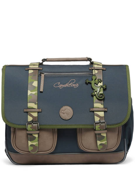 Boekentas Kinderen 3 Compartimenten Cameleon Grijs vintage urban CA41 ander zicht 7