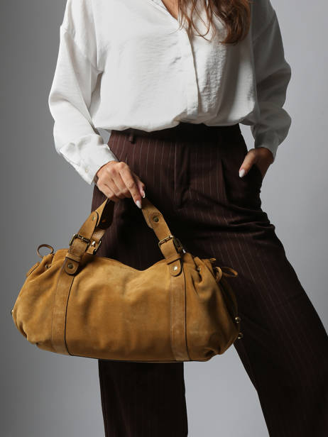 Schoudertas Folk Leder Gerard darel Geel folk DCS01407 ander zicht 1