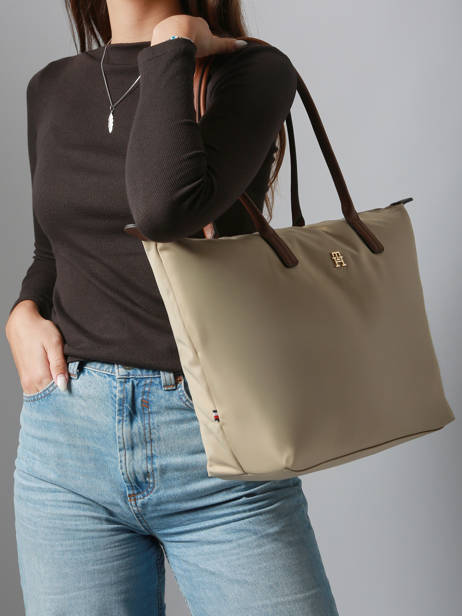 Schoudertas A4 Formaat Popette Nylon Tommy hilfiger Beige popette AW17711 ander zicht 1