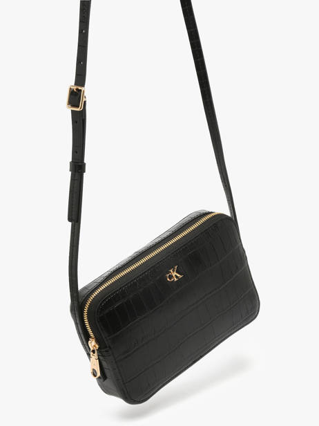 Cross Body Tas Croc Embossed Mono Calvin klein jeans Zwart croc embossed mono 4F3285G ander zicht 2