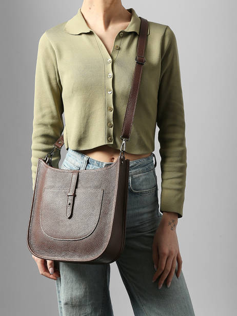 Cross Body Tas Caviar Leder Milano Bruin caviar CA25068 ander zicht 1