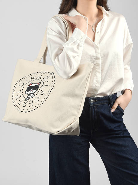 Schoudertas K Ikon Katoen Karl lagerfeld Wit k ikon B2W50075 ander zicht 1